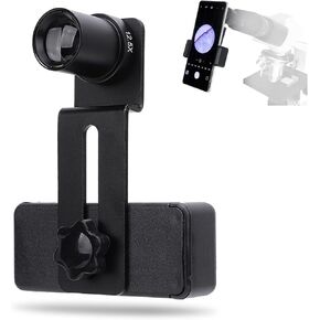 12.5X Microscope Lens Smartphone Adapter, for Smartphones with a Width of 70 to 90mm, Compatible with 23.2mm Eyepiece Tube Phone Adapter