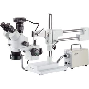 AmScope 3.5X-90X Zoom Stereo Trinocular Microscope with LED Fiber Optic Ring Light and 20MP High-Speed USB3 Camera