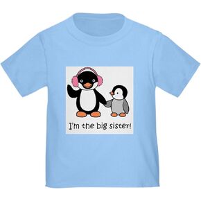 CafePress Big Sister Penguin T Shirt Cute Toddler Graphic Tee, 100% Cotton