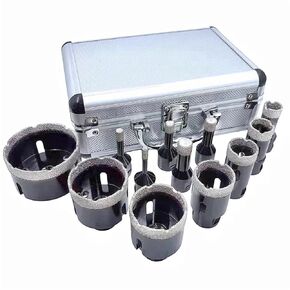 12/13Pcs Set M14 Thread Brazed Diamond Dry Drilling Bit Hole for Ceramic Tile Porcelain Granite Marble Hole Opener Tools(13Pcs No Box)