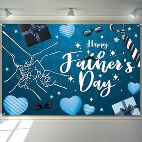 Happy Fathers Day Banner Decorations 72" x 48" Fathers Day Backdrop Hand in Hand Love Heart Father's Day Party Supplies Photography Background for Indoor Outdoor Garden,Yard,Home Decor