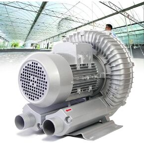 Industrial Regenerative Blower, Large Airflow Vacuum Pump, Single Phase High-Pressure Vortex Ring Blower for Air Blowing or Suction,370W/0.5HP