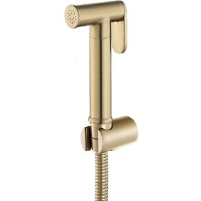 Handheld Bidet Sprayer Brass Baby Cloth Diaper Sprayer Portable Hand Held Toilet Bidet Sprayer Head with Bidet Hose and Bracket, for Feminine Wash, Pet Washing, Easy to Install(Titanium Gold)