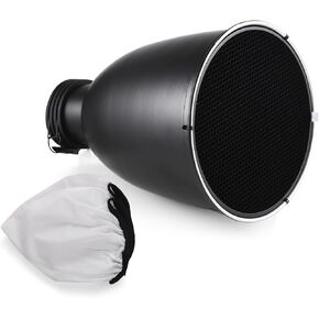 Andoer Beauty Dish 11.6" with Stand Profoto Tele-Zoom Reflector Diffuser Lamp Shade Dish with 60° Honeycomb Grid and Diffuser Sock for Profoto Mount Studio Strobe Flash Light