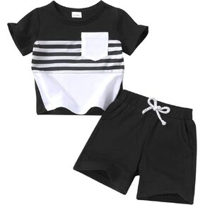 Happy Town Toddler Boy Clothes Baby Summer Outfit Casual T-Shirt and Shorts Set 2 Piece Infant Clothing