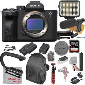 Sony Alpha a7 IV Mirrorless Digital Camera Body Only Video Bundle + LED Video Light + Microphone + Extreme Speed 64GB Memory (18pc Bundle)