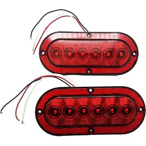 J656FRXX2 Surface Mount Flat 6" S/T/T RED Lens 6 Diode Red Reflective border J-656-FRX-X2