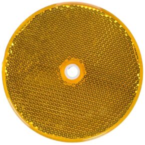 Tapco RT-90 Plastic Centermount Reflector with Plastic Center Hole, 3-1/4" Diameter x 3/8" Thick, Amber