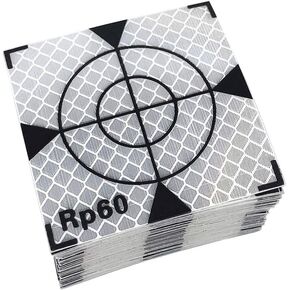 New 100PCS Paste Up Reflector Sheet Reflective Tape Target 60x60mm with Black Triangles Compatible for Topcon Sokkia Trimble Leica Surveying