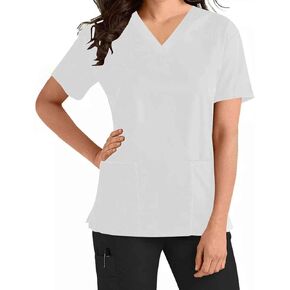 Nurse Uniforms Womens Work Scrub Tops with Pockets V Neck Short Sleeve Work T-Shirt Relaxed Fit Tunic Blouse