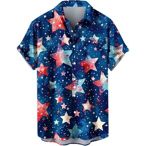 Womens 4th of July Tops American Flag Patriotic Independence Day Shirt Casual Button Down Beach Blouses