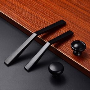 Black Simple Kitchen Handles Drawer Pulls Door Handles Furniture Knobs Cabinet Door Knobs Solid Handles Dresser Cabinet Bedroom - (Size: Single Hole2)