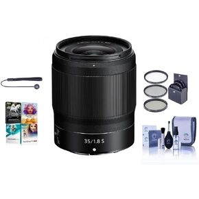 Nikon Nikkor Z 35mm F/1.8 S Lens for Z Series Series بدون مرآة - حزمة مع مجموعة مرشح 62 مم ، مجموعة التنظيف ، كابليش II ، حزمة برامج الكمبيوتر