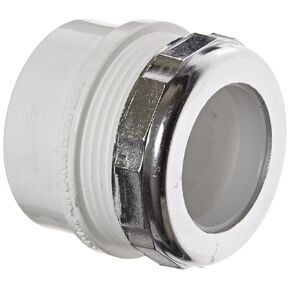 Spears P103X Series PVC DWV Pipe Fitting, Trap Adapter with Chrome Nut, 1-1/2" Spigot x 1-1/4" Slip