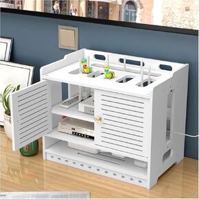 Router Shelf Wall Mount WiFi Router Storage Box, WiFi Router Storage Box Wall Mount Hidden Cable Tidy Box Power Strip and Cable Management Hider Rack Creative Desktop Organizer Shelves