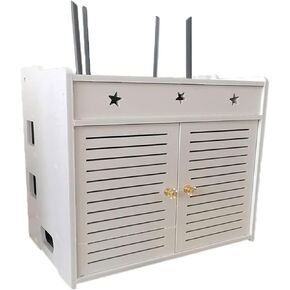 Router Shelf Wall Mount WiFi Router Storage Box, 3-Tier Router Rack Bracket, WiFi Shelf, TV Set-Top Desktop Storage Box, Cable Organizer Box, Power Strip Hider, 40x25x37cm