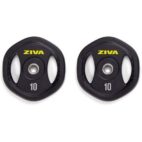 ZIVA Studio Barbell Weight Set – 35 lb Adjustable Home Gym Kit with 6 Standard Rubber Urethane Plates, 5' Chrome Bar (1.18" diam. / 5 lb) & Quick-Release Collars | Full Set – Extra Plates Not Included