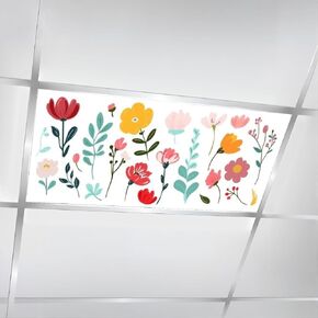 4 Pcs Fluorescent Light Covers for Ceiling Lights Cute Ladybugs red Pattern Red Nursery Flower Animal Decorative Magnetic Classroom Light Filters 4x2 ft for Office Hospitals Home