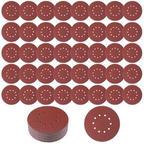 50 PCS 9 بوصة 10 حفرة أقراص رمل دريوال ، 10 كل من 60 80 120 120 150 240 فليت أقراص الرملي خطاف وحلقة لمدة 9 بوصات من الصنفرة الجافة ، والأثاث الخشبي