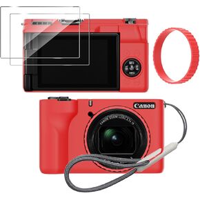 Silicone Case for Canon PowerShot V1 with Removable Lens Cover and 2PCS Screen Protector and a Lanyard Canon PowerShot V1 case - (Pink)
