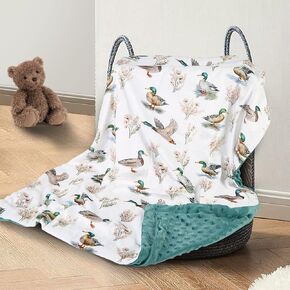 بطانية Mallard Duck Baby Flant for Boys Girls Fleece Minky بطانية مع الدعم المنقطة للطبقة المزدوجة المولود حديثًا