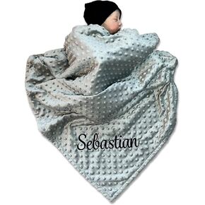 Embroidered Blanket Baby – Beautiful Monogrammed Blanket – Large Personalized Baby Blanket for Boys and Girls – Soft Polyester Baby Blanket with Custom Name – 28 x 34-inch