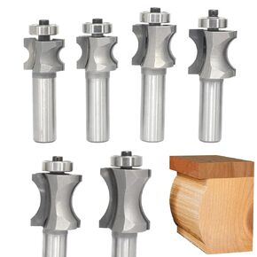 Akylin's 6pcs محدب حافة التوجيه البيضاوي بتات 1/2 "شانك ، بولنوز الضحل في 5/16" ، 3/8 "، 1/2" ، 5/8 "، 3/4"