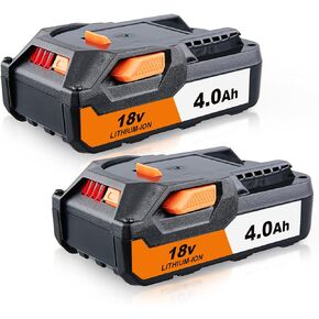 2pack 4.0ah 18v استبدال لـ Ridgid 18V بطارية متوافقة مع بطارية Ridgid R840087 R840086 R840085 R840083 R840089 AC840085 AC840086 AC840087P AC840089 LI-ION