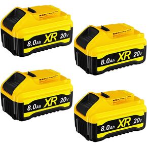 4Pack 8.0Ah Replacement for Dewalt 20V MAX Battery Lithium XR Cordless Tools DCB180 DCB205 DCB206 DCB206-2 DCB200 DCB204 DCB204BT-2 DCB203 DCB201 DCB207