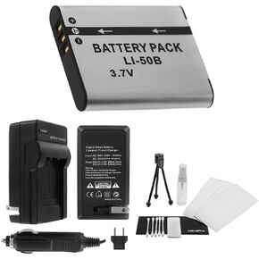 LI-50B High-Capacity Replacement Battery with Rapid Travel Charger for Select Olympus Digital Cameras. UltraPro Bundle Includes: Camera Cleaning Kit, LCD Screen Protector, Mini Travel Tripod