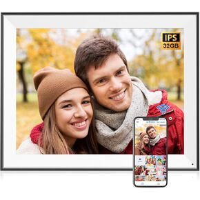 Large Digital Photo Frame 17"-Electronic-Picture-Frame - Dual WiFi Digital Picture Frame 32GB, Touch Screen, Full Function, Light Sensor, Share Photo Video via App Email, Free Cloud, Wall Mountable