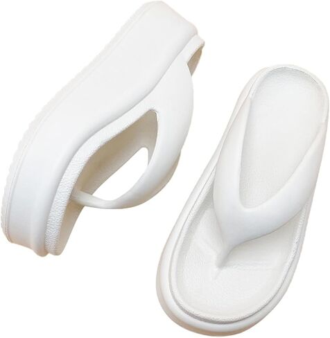 Harssidanzar Womens EVA Platform Flip Flops, Thick Sole Trendy Thong Sandals for Beach & Daily Wear HL220US in Saudi Arabia
