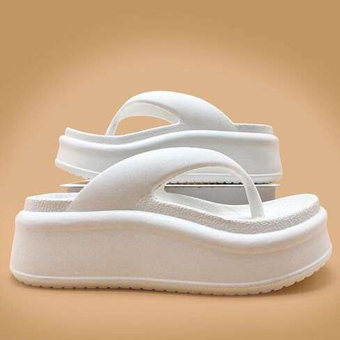Harssidanzar Womens EVA Platform Flip Flops, Thick Sole Trendy Thong Sandals for Beach & Daily Wear HL220US in Saudi Arabia