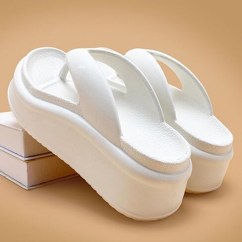 Harssidanzar Womens EVA Platform Flip Flops, Thick Sole Trendy Thong Sandals for Beach & Daily Wear HL220US in Saudi Arabia