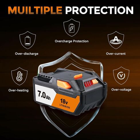 2Pack 7.0Ah Compatible with Ridgid 18V Battery Replacement for Ridgid Battery Li-ion 18V R840087 R840086 R840085 R840083 R840089 AC840085 AC840086 AC840087P AC840089 in Saudi Arabia