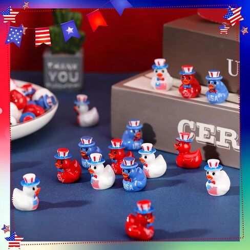 60 Pcs 4th of July Resin Ducks, Patriotic Mini Ducks, Independence Day Duck Figurines, Tiny Duck Figures to Hide for Fourth of July Party Supplies in Saudi Arabia