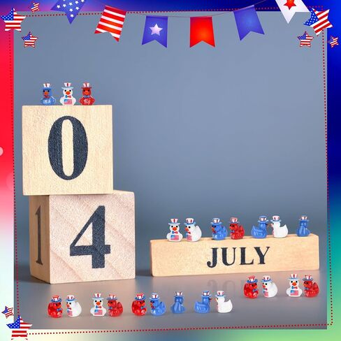 60 Pcs 4th of July Resin Ducks, Patriotic Mini Ducks, Independence Day Duck Figurines, Tiny Duck Figures to Hide for Fourth of July Party Supplies in Saudi Arabia
