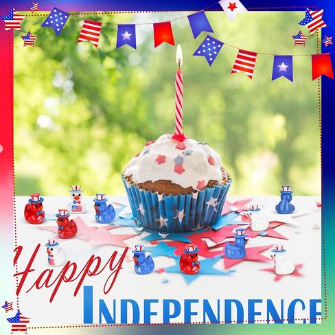 60 Pcs 4th of July Resin Ducks, Patriotic Mini Ducks, Independence Day Duck Figurines, Tiny Duck Figures to Hide for Fourth of July Party Supplies in Saudi Arabia