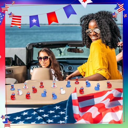 60 Pcs 4th of July Resin Ducks, Patriotic Mini Ducks, Independence Day Duck Figurines, Tiny Duck Figures to Hide for Fourth of July Party Supplies in Saudi Arabia
