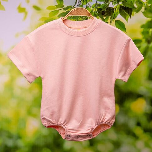 Baby Girl Romper Set 2-Pack Cotton Bodysuits, Long Sleeve & Short Plain Outfit, Newborn Infant Outfit for Girls in Kuwait