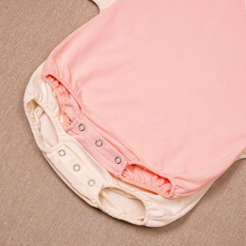 Baby Girl Romper Set 2-Pack Cotton Bodysuits, Long Sleeve & Short Plain Outfit, Newborn Infant Outfit for Girls in Kuwait