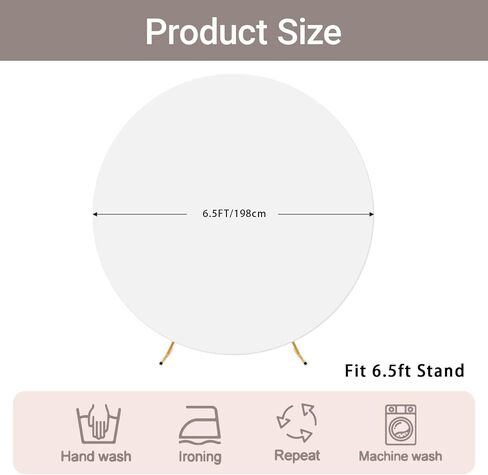 6.5 FT White Round Stand Backdrop Cover, Double-Sided Circle Fabric Photo Background for Photography Party Birthday Wedding Baby Shower Home Decorations (Elastic) in Saudi Arabia