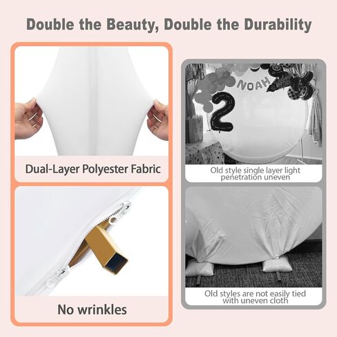 6.5 FT White Round Stand Backdrop Cover, Double-Sided Circle Fabric Photo Background for Photography Party Birthday Wedding Baby Shower Home Decorations (Elastic) in Saudi Arabia