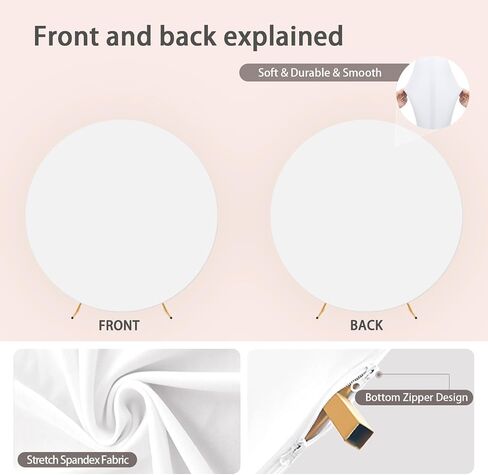 6.5 FT White Round Stand Backdrop Cover, Double-Sided Circle Fabric Photo Background for Photography Party Birthday Wedding Baby Shower Home Decorations (Elastic) in Saudi Arabia