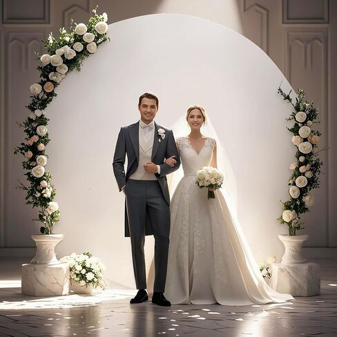 6.5 FT White Round Stand Backdrop Cover, Double-Sided Circle Fabric Photo Background for Photography Party Birthday Wedding Baby Shower Home Decorations (Elastic) in Saudi Arabia