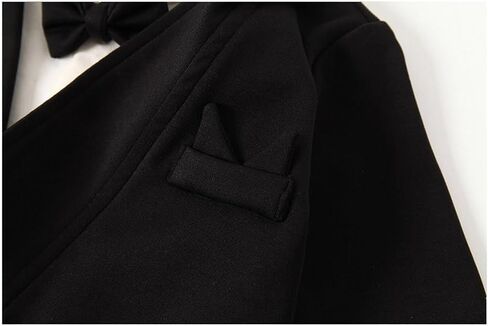 Baby Boy's Cotton Gentleman Romper Suits Party Tuxedo One Piece Outfit Lapel Tie Fake Two Piece Jumpsuit in Kuwait