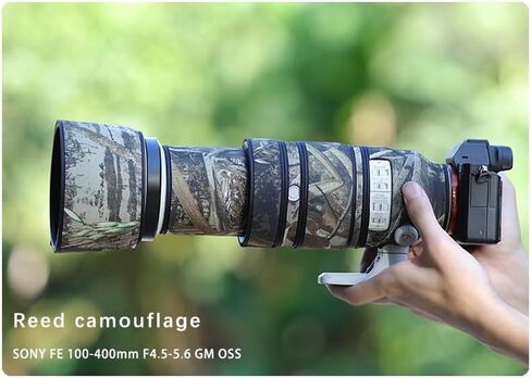 مطاردة الطيور الممولة معطف العدسة المقاومة للماء لـ Sony Fe 100-400mm F4.5-5.6 GM غطاء واقعي للعدسة مقاومة للطير (مموهة خضراء عسكرية ، مع 1.4X TC (SEL14TC)) in Saudi Arabia