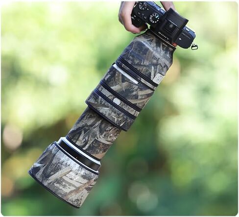 مطاردة الطيور الممولة معطف العدسة المقاومة للماء لـ Sony Fe 100-400mm F4.5-5.6 GM غطاء واقعي للعدسة مقاومة للطير (مموهة خضراء عسكرية ، مع 1.4X TC (SEL14TC)) in Saudi Arabia