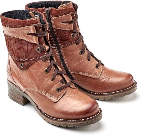 Dromedaris Women's Kara Combat Lace-up Comfort Boot with Inside Zip in Saudi Arabia