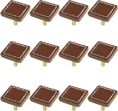 12 PCS Door Cupboard Drawer Knobs Nordic Children's Furniture Handles Kitchen Cabinet Knob Dresser Handles Handmade Leather Pull - (Color: Grey) in Saudi Arabia